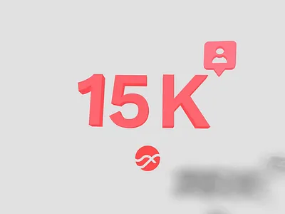 15K Animation, Thank you! 10k 15000 15k 3d 3d animation 3d text animation appreciation branding dribbble follower followers loop milestone minimal spline thank you typography web 3d web3