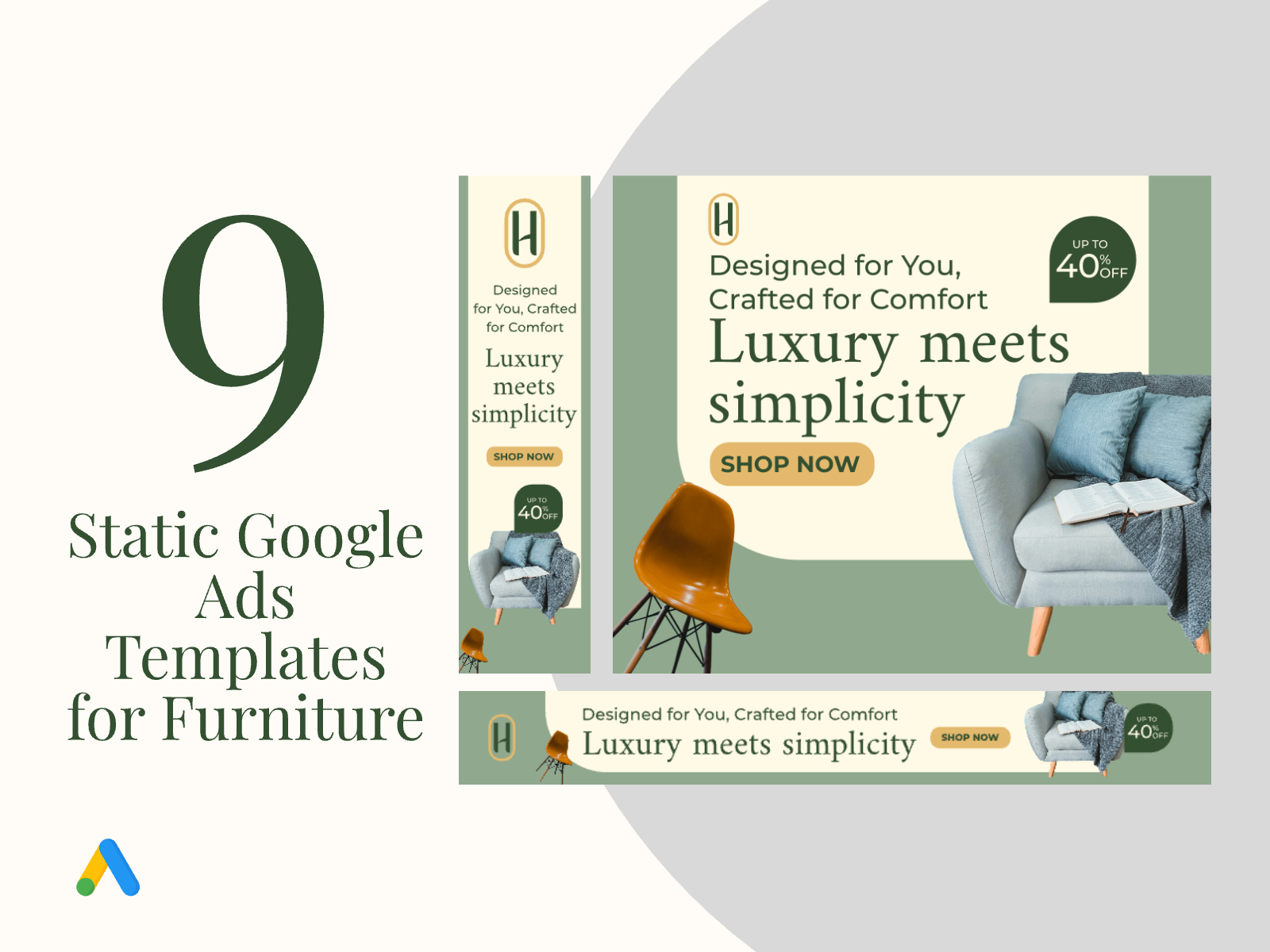 9 Static Google Ads Templates for Furniture ads ads banner ads design banner banner ads furniture google google ads marketing promotion sales simple