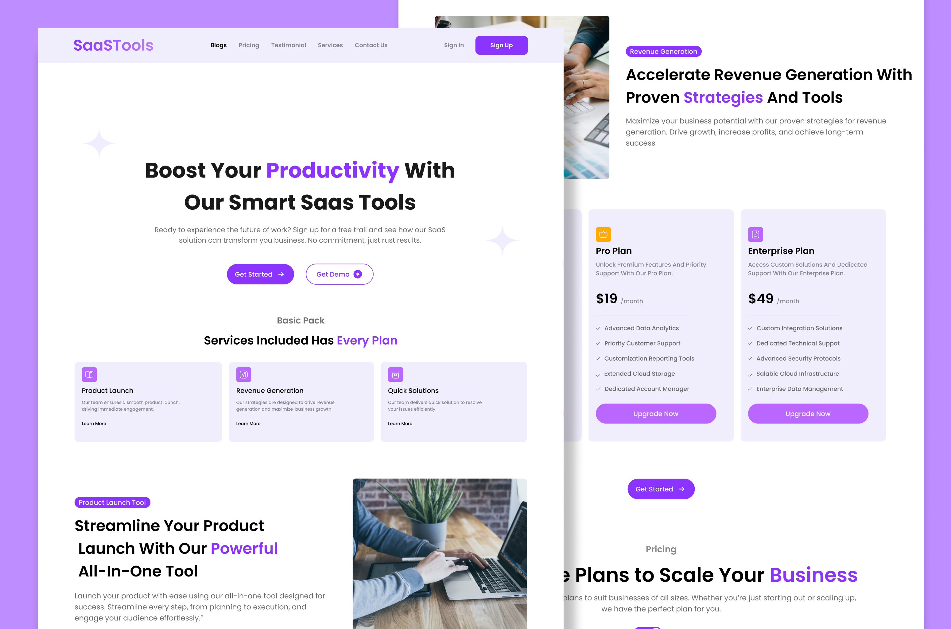 Example of Saas Landing Page Design