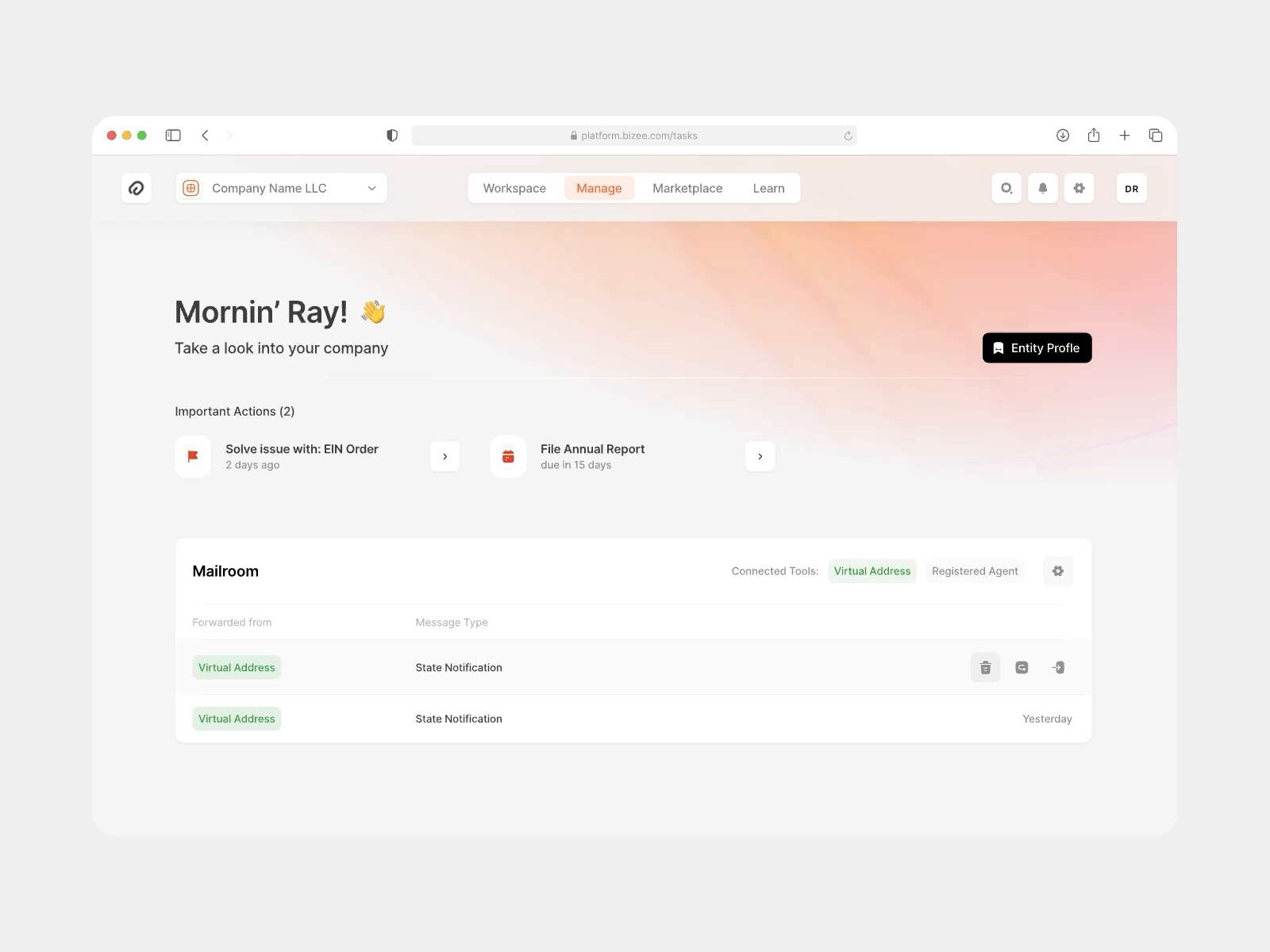 Example of Dashboard Drafts