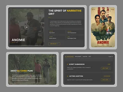 Blitzkrieg Films - Film Making Platform branding cinematicdesign designinspiration figmadesign filmmakingplatform uidesign uiux