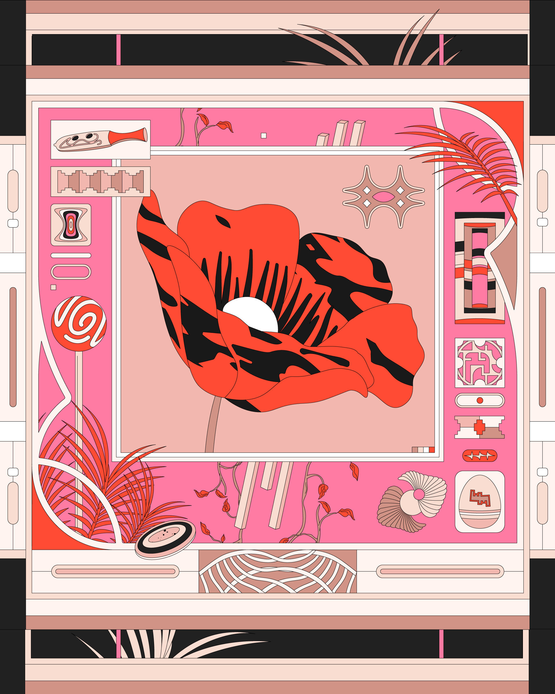 Pop of Red 🌺✨🍂 color combo color palette colorful contrast digital art flower illustration illustrator pink red symbols vector vector art vectorart vibrant