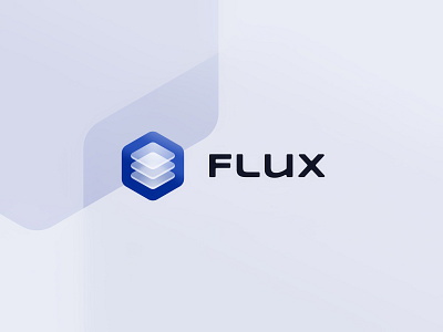 Flux: Decentralized Web 3 Cloud Logo blue boxes branding cloud crypto flux glass hexagon logo server web3
