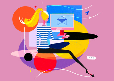 Mailbox branding business character design digital fashion geometry girl illustration