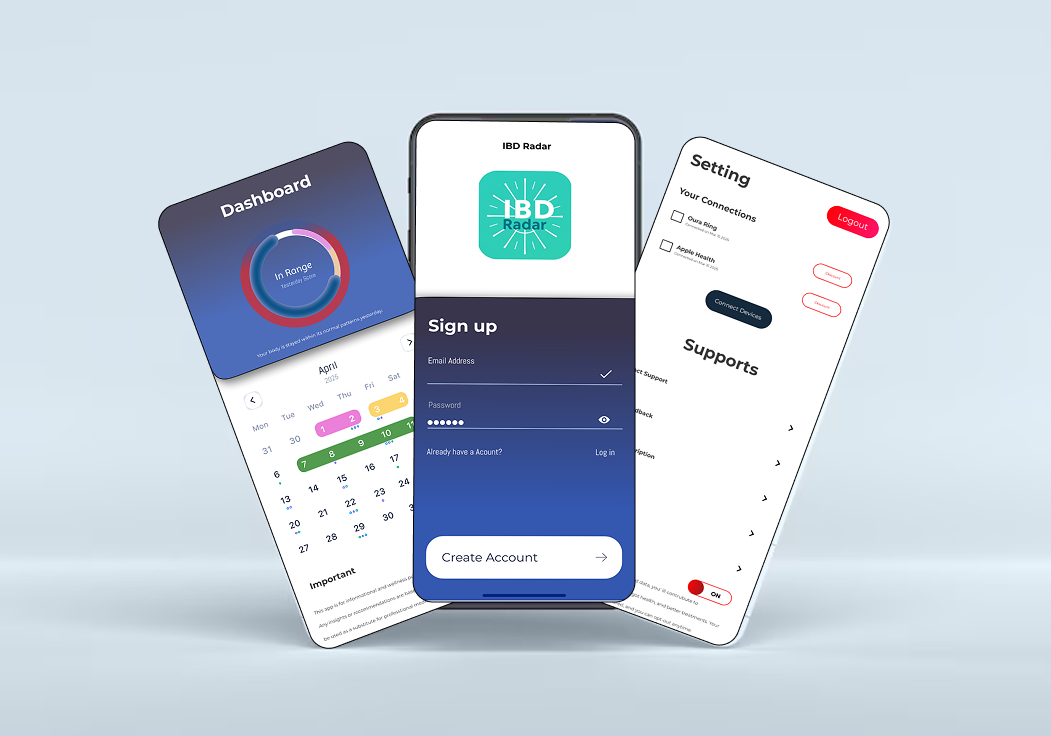 Modern Health Tracker App UI Concept – IBD Radar wellness app