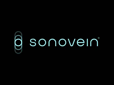 Sonovein® Rebranding - Logo blue branding circle clean custom cyan dark echo geometric healthtech line logo medical medtech minimal rounded sound surgery tech vein