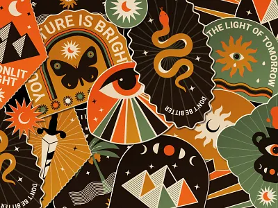 Mystical Stickers badge illustration magic magical mystical mystical sticker snake star stickers