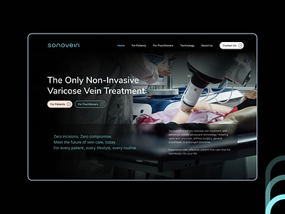 Sonovein® Rebranding - Hero Section animation branding clean dark darkmode echo geometric grid healthtech hero logo medical medtech tech ui wave webdesign website