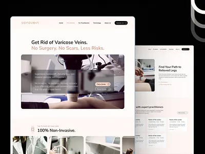 Sonovein® Rebranding - Website branding clean dark darkmode design grid healthtech illustration light medical tech ui web webdesign website