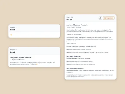 Result UI ai aiinterface aiux animation datadrivendesign designsystem feedbackanalysis figma productdesign result saasdesign sentimentanalysis ui uidesign userexperience userinterface ux uxdesign webapp webappdesign