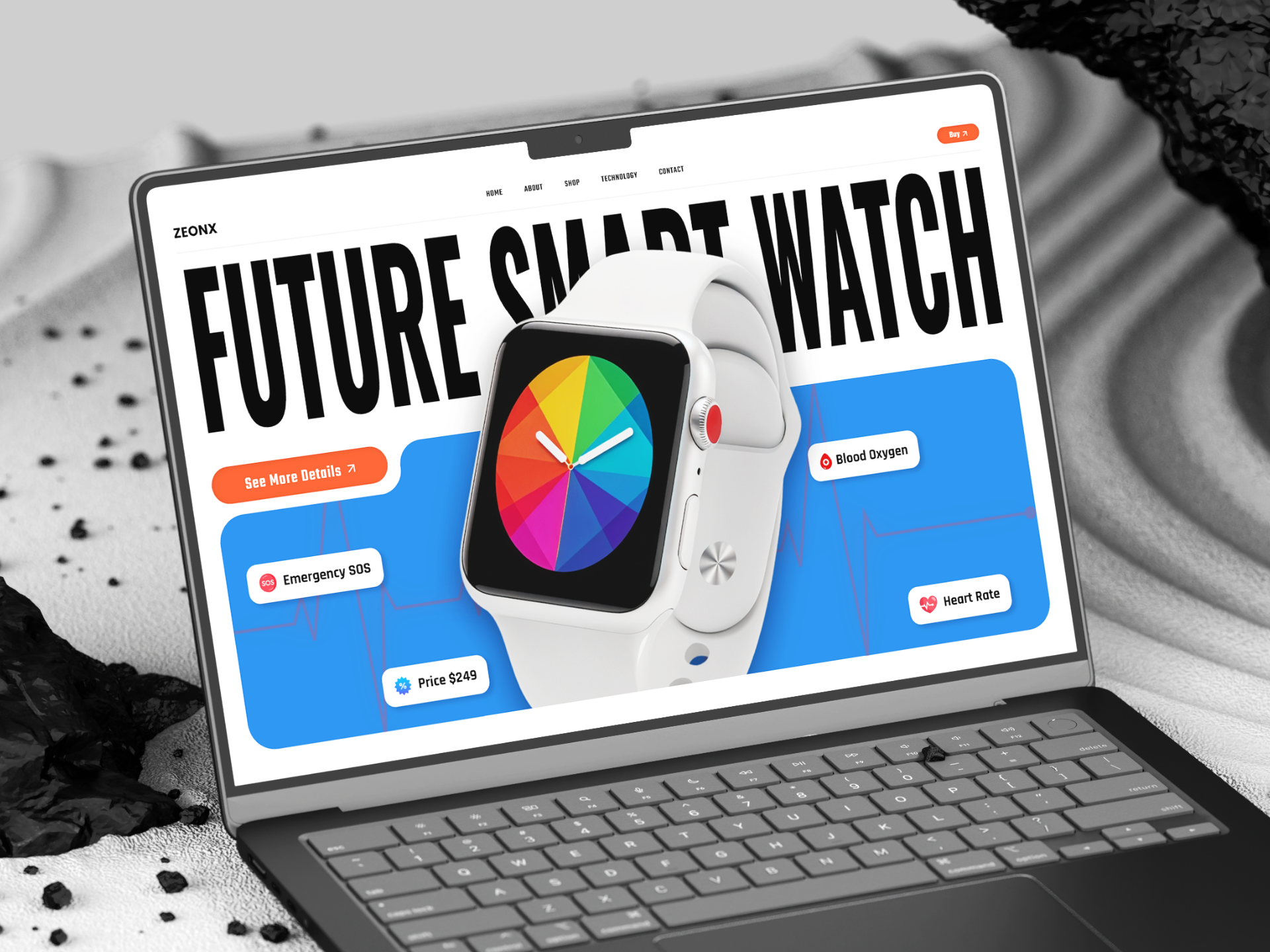 Zeonx – Smartwatch Product Website Design Concept appdesign appui branding ecommercedesign it services mobile app development mobile design services modernwebsite productlandingpage smartwatchui smartwatchwebsite techdesign ui uxdesign wearabletech website design website design company website development