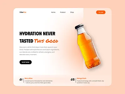 VibeFizz - Landing Page creativedesign dailyui designinspiration dribbble landingpage uidesign vibefizz webdesign