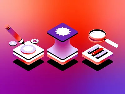 Marketing tools (illustrated icons) adobe animation branding copywrite creative design gradient graphic design icon set icons illustration isometric marketing presentation simple social media study tools work write