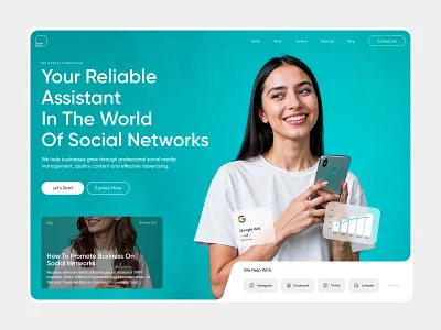 Social Media Management Service analitics branding data design facebook google graphic design management media social ui ux web website