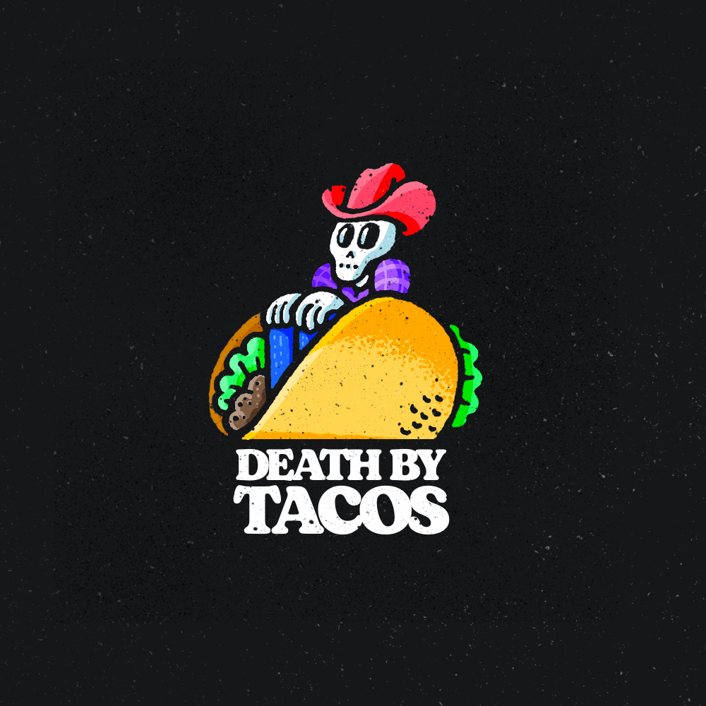 Death By Tacos country cowboy death by illustration skeleton skull taco tacos