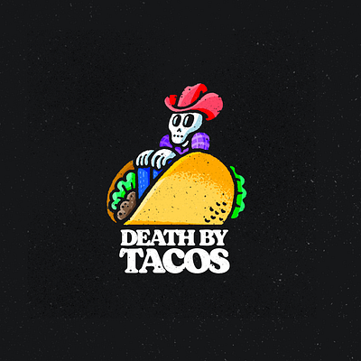 Death By Tacos country cowboy death by illustration skeleton skull taco tacos