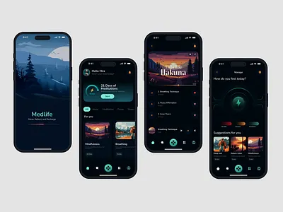 Health & Meditation Mobile App UI/UX Design figma health care meditation app mobile app saas saas design ui design user centric user experience uxui