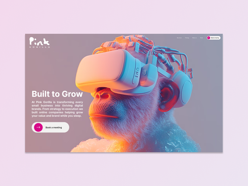 Pink Gorilla - Landing Page UI businesswebsite customdesign designportfolio landingpage minimaldesign pinktheme uidesign webdesign websitedesign