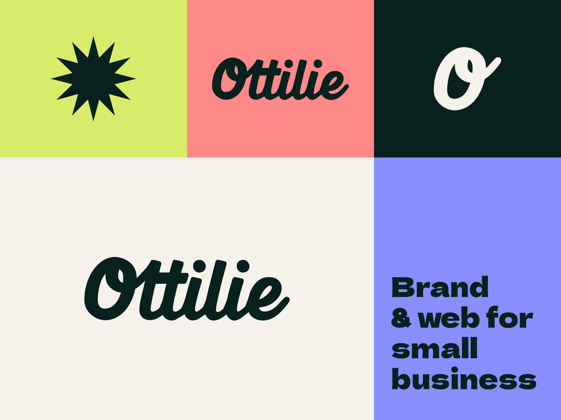 Brand Identity for Ottilie Studio – Creative Web Design Practice brand design brand identity branding branding agency clean design creative direction custom type design for founders design studio female led hand lettering independent studio lime green logo design minimal branding small business design squarespace strategic branding visual identity web branding