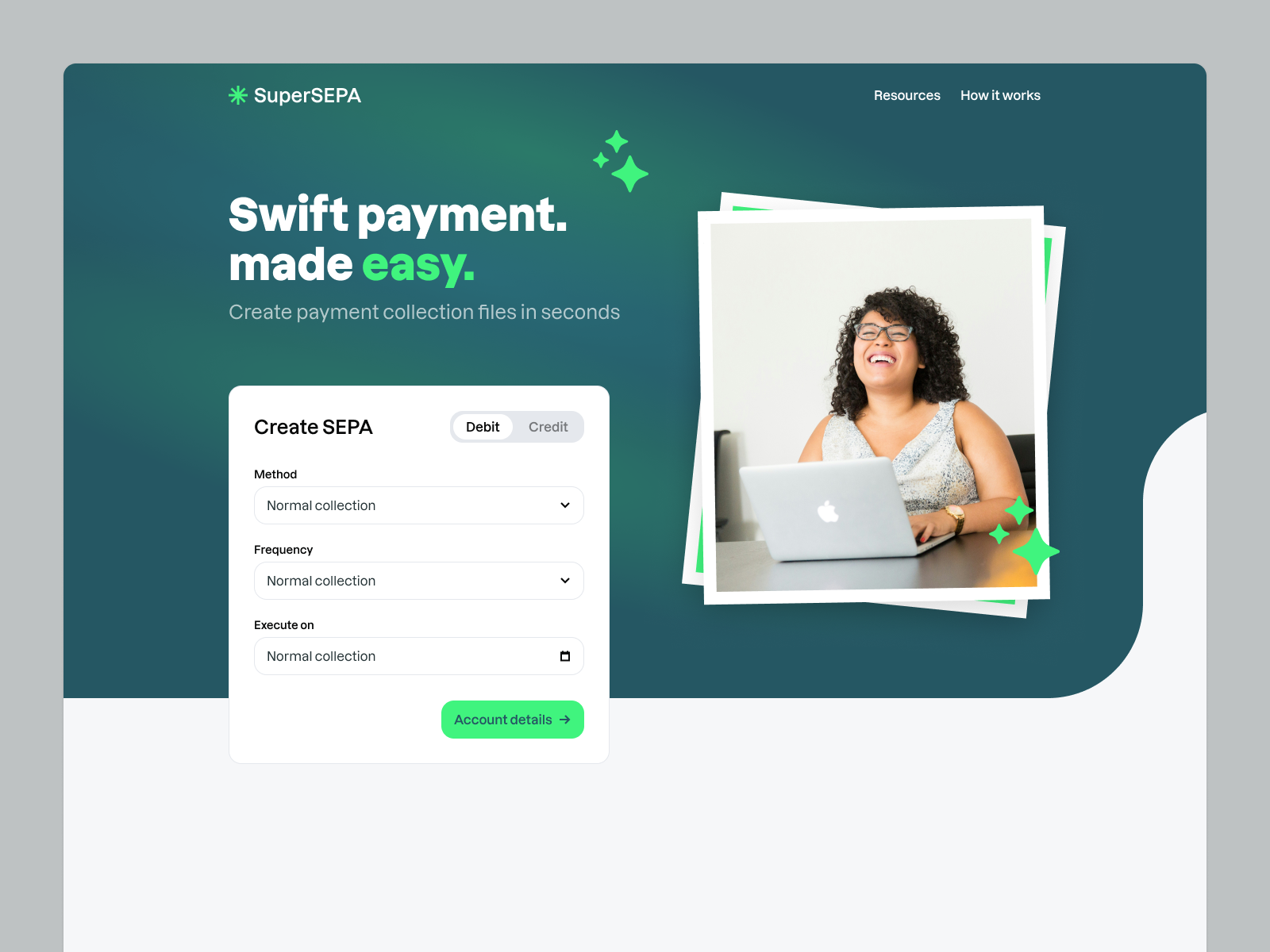 Example of SuperSEPA — Swift payment made easy