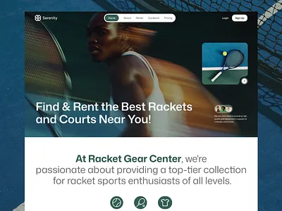 Serenity – Racket & Court Rental Page sports ui uiux ux web
