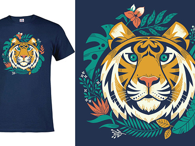 Tiger Tee design animals apparel bengal illustration jungle plants tiger