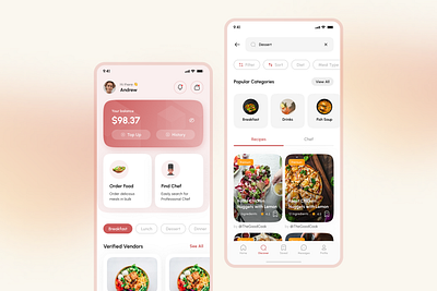 Wallet & Recipe App app design ui ux