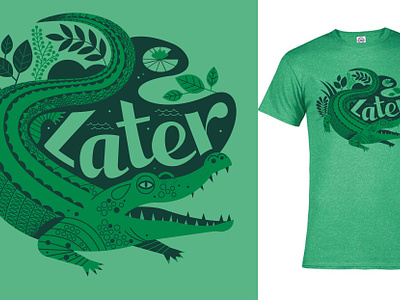 Later Gator Tee alligator animals crocodile everglades florida gator green illustration jungle tee design