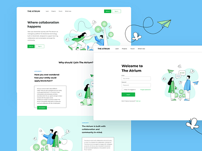 The Atrium collaboration platform illustration paltform ui ux website