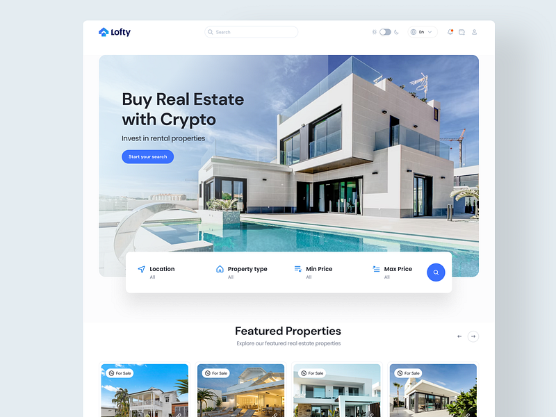Property Investation Landing Page architecture building clean crypto crypto currency design designer crypto investing investment minimal property real estate real estate web sergushkin ui ui design uiux ux web website