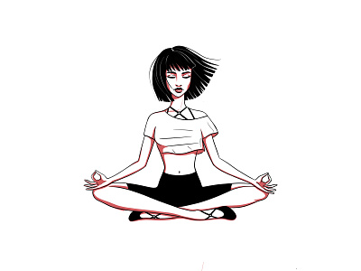 Woman meditation. Black and white drawing. Illustration beauty black and white character depression drawing elegant fashion girl illustration line drawing lineart mediitation minimal people person sport stress vector woman yoga