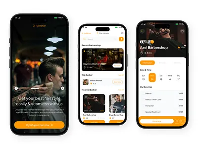 GoBarber - Barber & Hairstylist Finder Mobile App app app design barber barber shop barbershop hairstyle mobile app mobile app design stylish ui uiux uiuxdesign