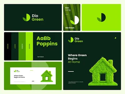 Green Property Logo of Dio Green, Real estate Logo branding eco logo graphic design green logo green property home logo house logo logo design nature logo property logo property management real estate real estate agent real estate branding real estate logo realtor