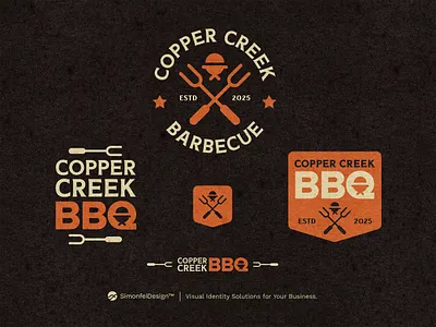 Copper Creek BBQ (Final) Logo Design american badge barbecue barbeque bbq branding catering grill inspiration lock up lockups logo suite retro smokehouse smoker southern texture typo typography vintage