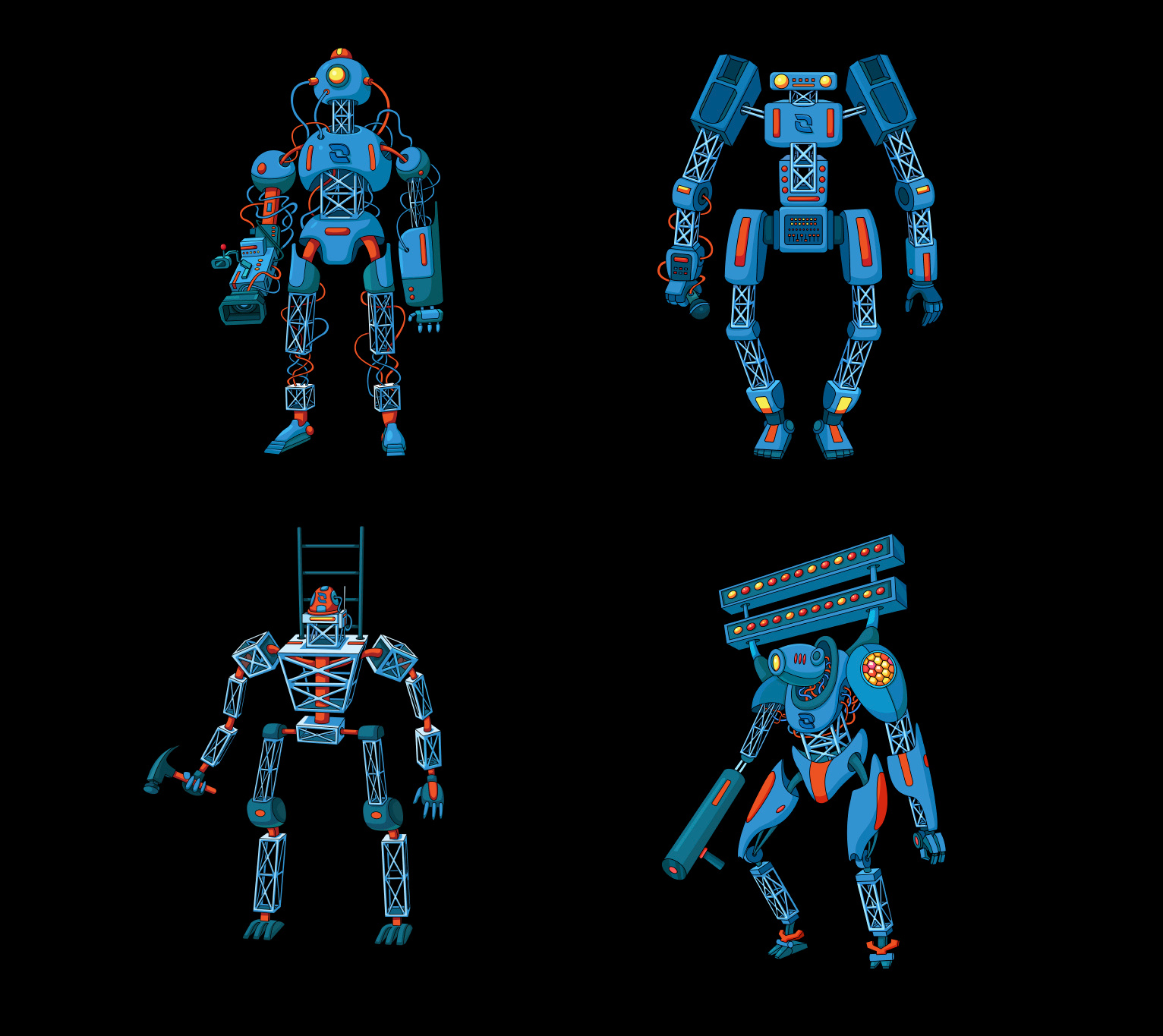 Characters for StagePro (2022) dribbble emblem graphic illustration robot robots symbol vector