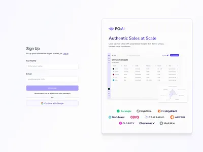 Sign Up Page - PG:AI form sign up web app web design