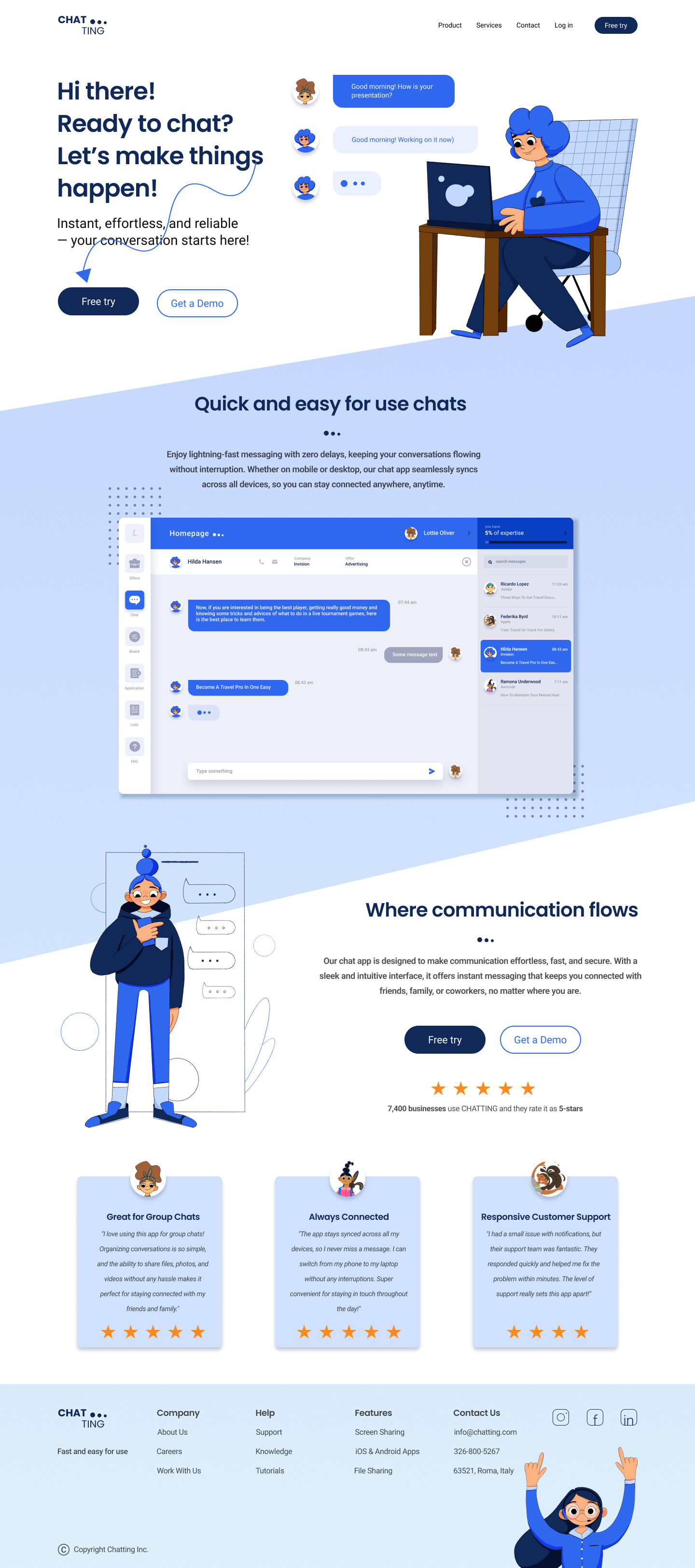 Chatting app character design design figma illustration illustrator logo logo design ui ui design ux web design web designer