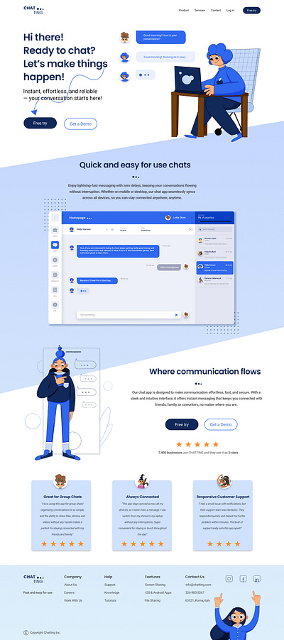 Chatting app character design design figma illustration illustrator logo logo design ui ui design ux web design web designer