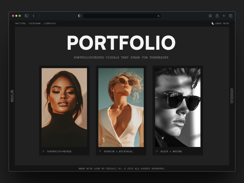 Minimal Portfolio Template for Photographers – Built to Make an clean figma framer minimal photographer photographers portfolio responsive template ui ux
