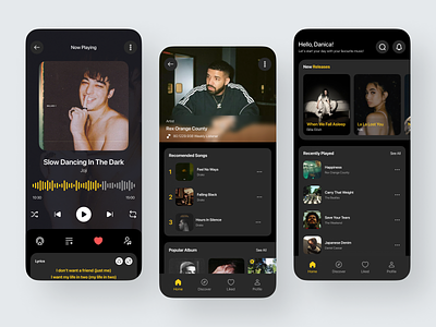 Music Player Mobile App album application apps dark mode design ios mobile mobile app music music player play single streaming ui ui design ux