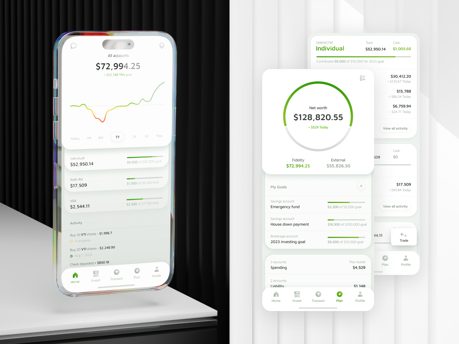 Finance App 3d app clean product ui ux