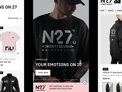 web-site for e-commerce N27 #streetwear cart design desktop e commerce graphic design mobile model photo shop site street streetwear ui ux wear web web site