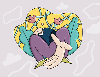 Hand of help 2d abstract cartoon character design editorial illustration procreate