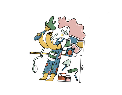 Home renovation. 2d abstract cartoon character design editorial illustration procreate