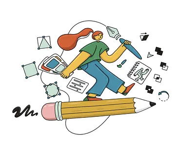 Digital artist. 2d abstract cartoon character design editorial illustration procreate