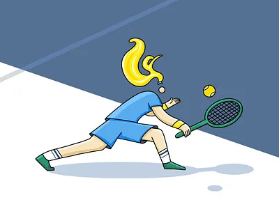 Female tennis player. 2d cartoon character design editorial illustration procreate