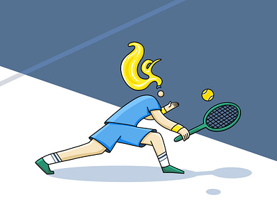 Female tennis player. 2d cartoon character design editorial illustration procreate