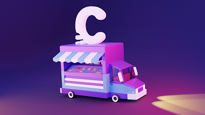 3D Food Truck 3d branding food render toy truck