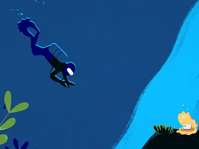 Insurance AUM | Deep sea diver 2d 2d animation after effects animation animator art design sfx sound design sound effects