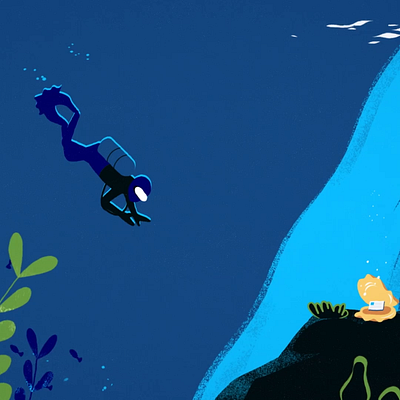 Insurance AUM | Deep sea diver 2d 2d animation after effects animation animator art design sfx sound design sound effects
